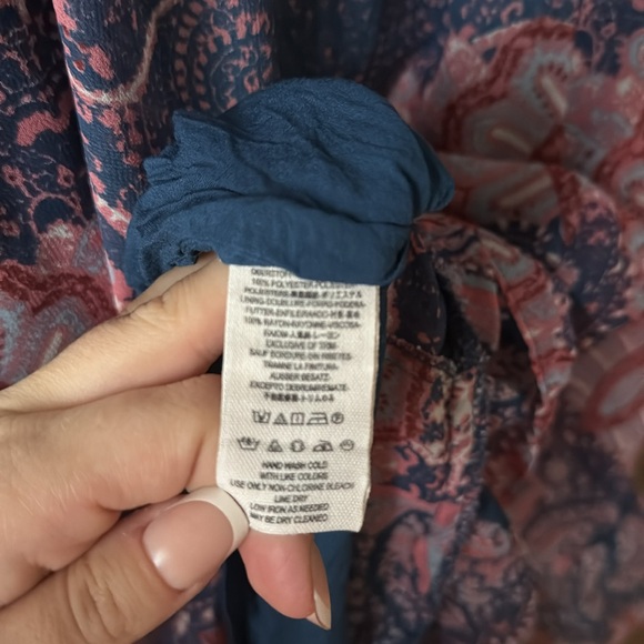 Free People Blue Pink White Mini Dolman Sleeve Flowy Dress S - Picture 5 of 5